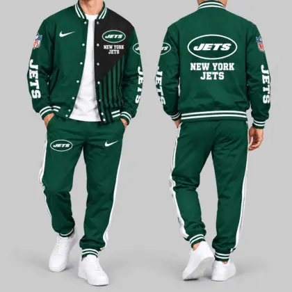New York Jets | NFL Split Panel Baseball Jacket Jogger Set