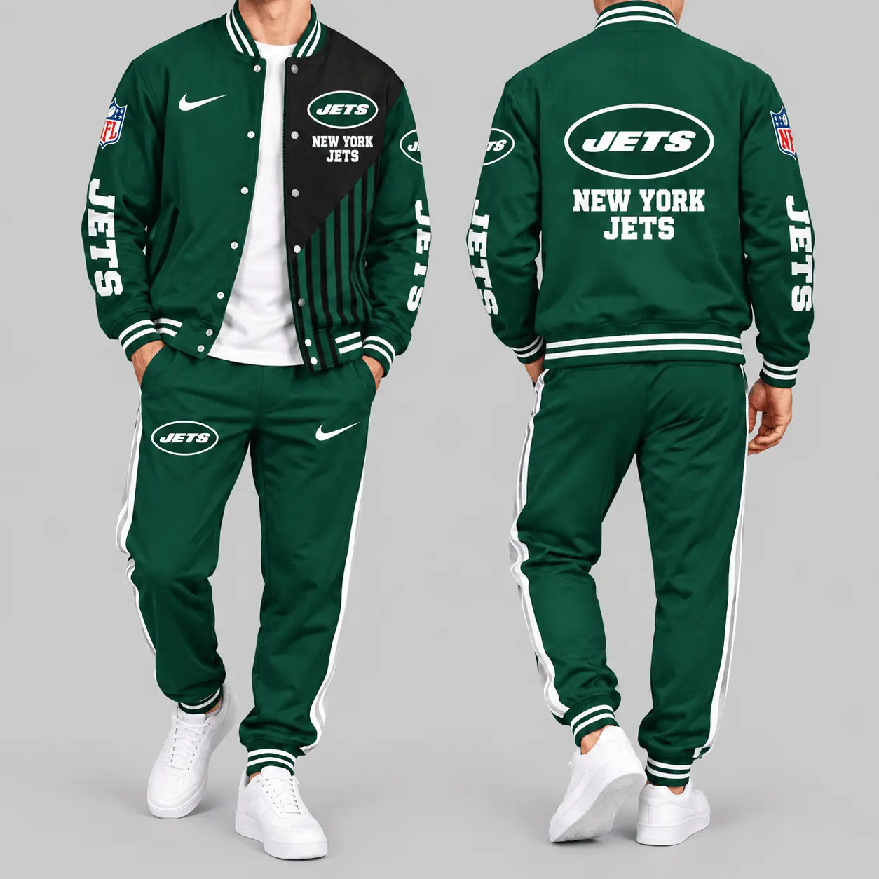 New York Jets | NFL Split Panel Baseball Jacket Jogger Set