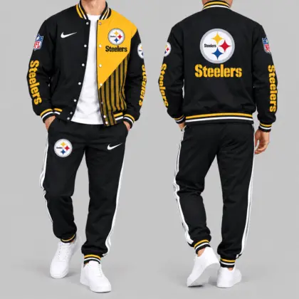 Pittsburgh Steelers | NFL Split Panel Baseball Jacket Jogger Set