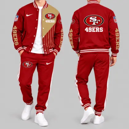 San Francisco 49ers | NFL Split Panel Baseball Jacket Jogger Set