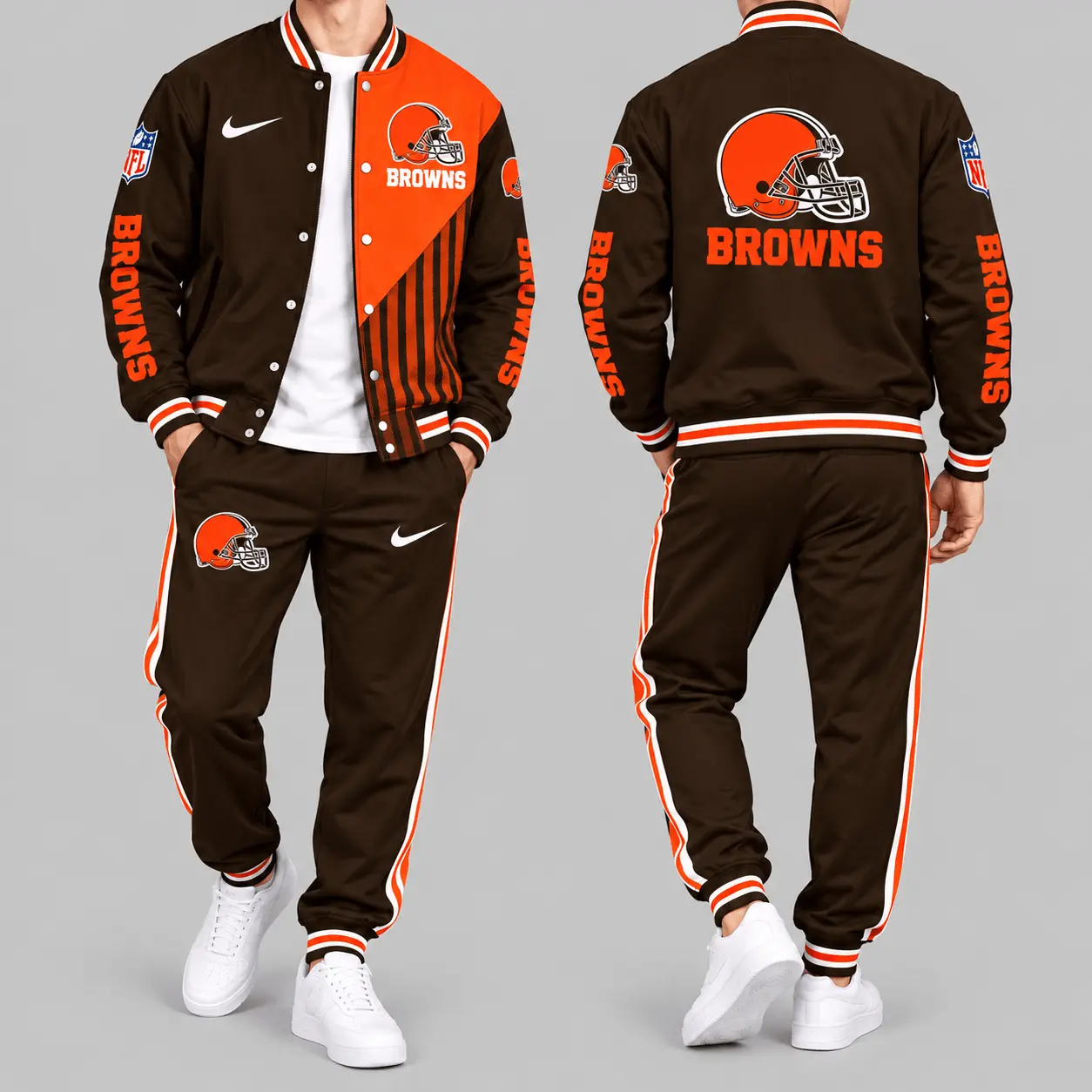 Cleveland Browns | NFL Split Panel Baseball Jacket Jogger Set