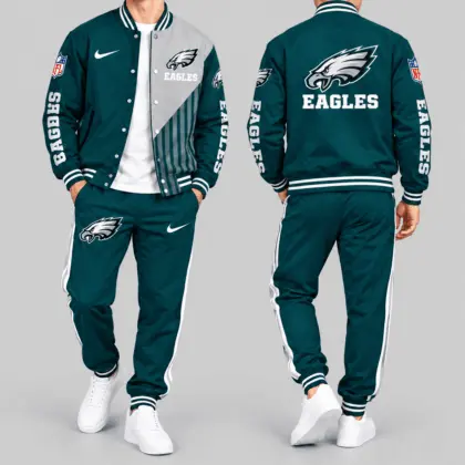 Philadelphia Eagles | NFL Split Panel Baseball Jacket Jogger Set