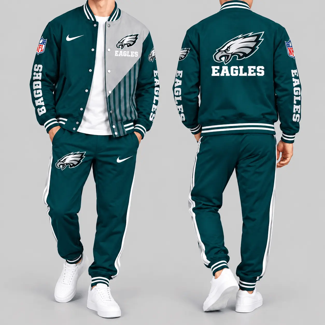Philadelphia Eagles | NFL Split Panel Baseball Jacket Jogger Set