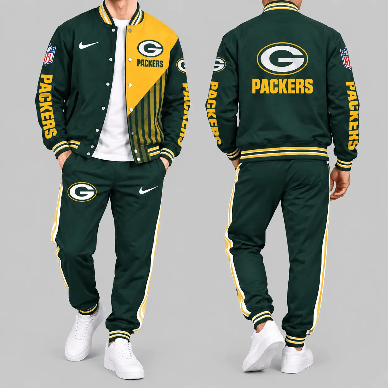 Green Bay Packers | NFL Split Panel Baseball Jacket Jogger Set