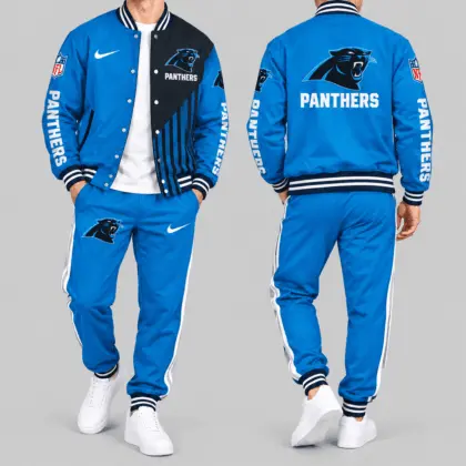 Carolina Panthers | NFL Split Panel Baseball Jacket Jogger Set