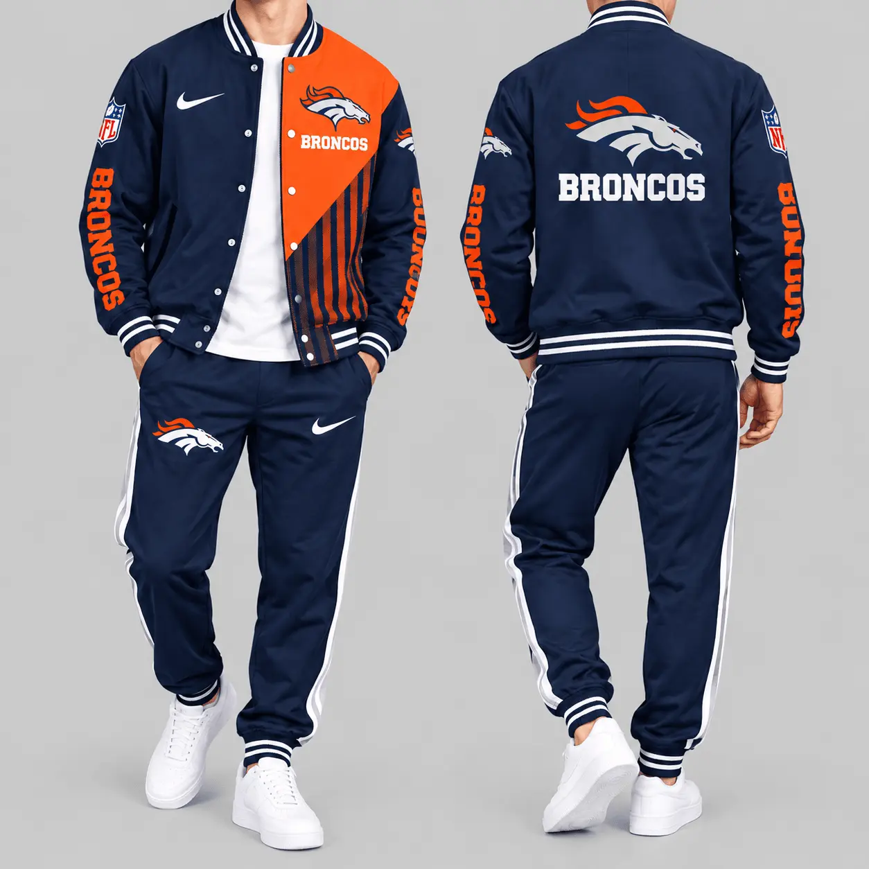 Denver Broncos | NFL Split Panel Baseball Jacket Jogger Set