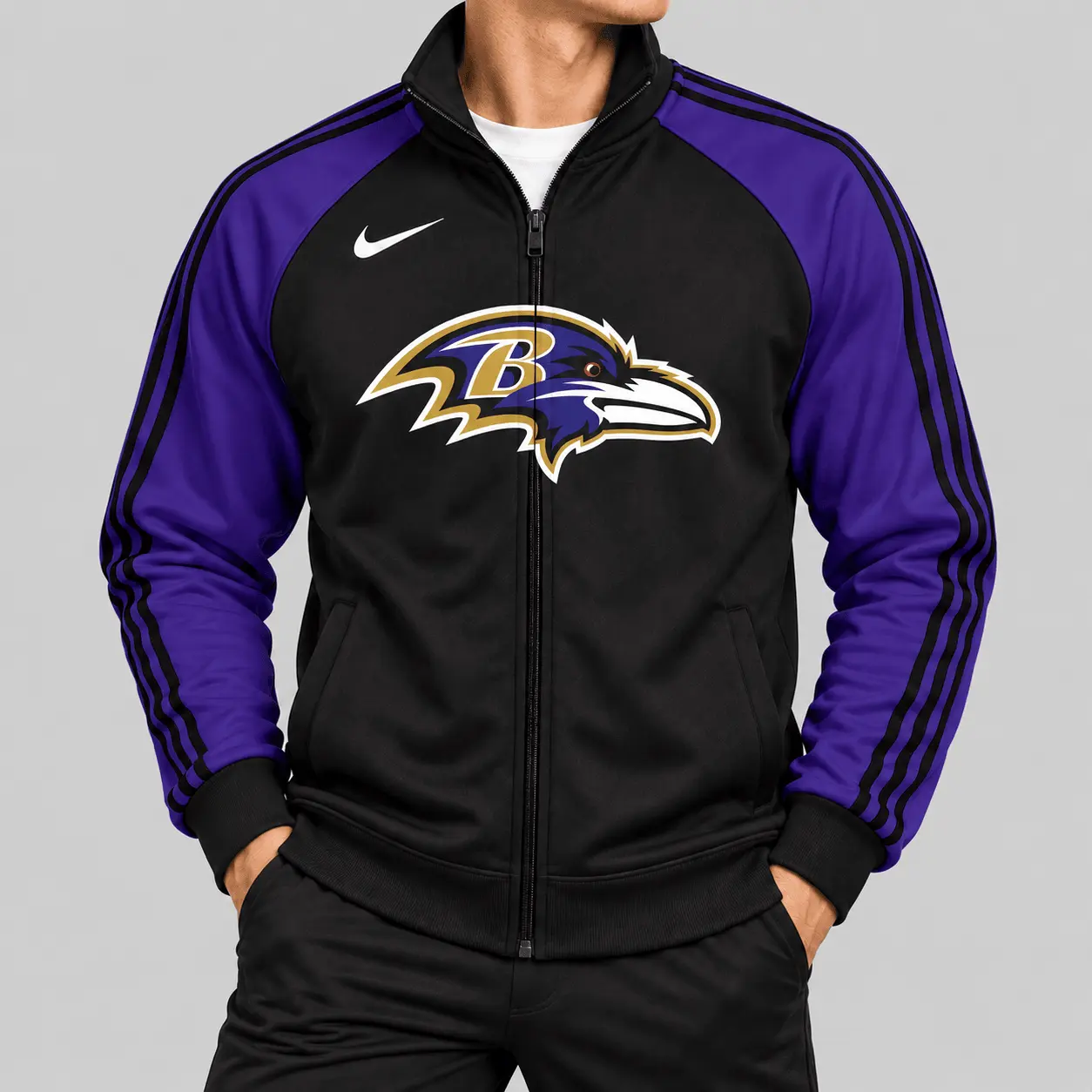 Baltimore Ravens | NFL Contrast Sleeve Full Zip Jacket