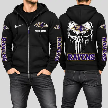Baltimore Ravens | NFL Skull Back Zip Hoodie