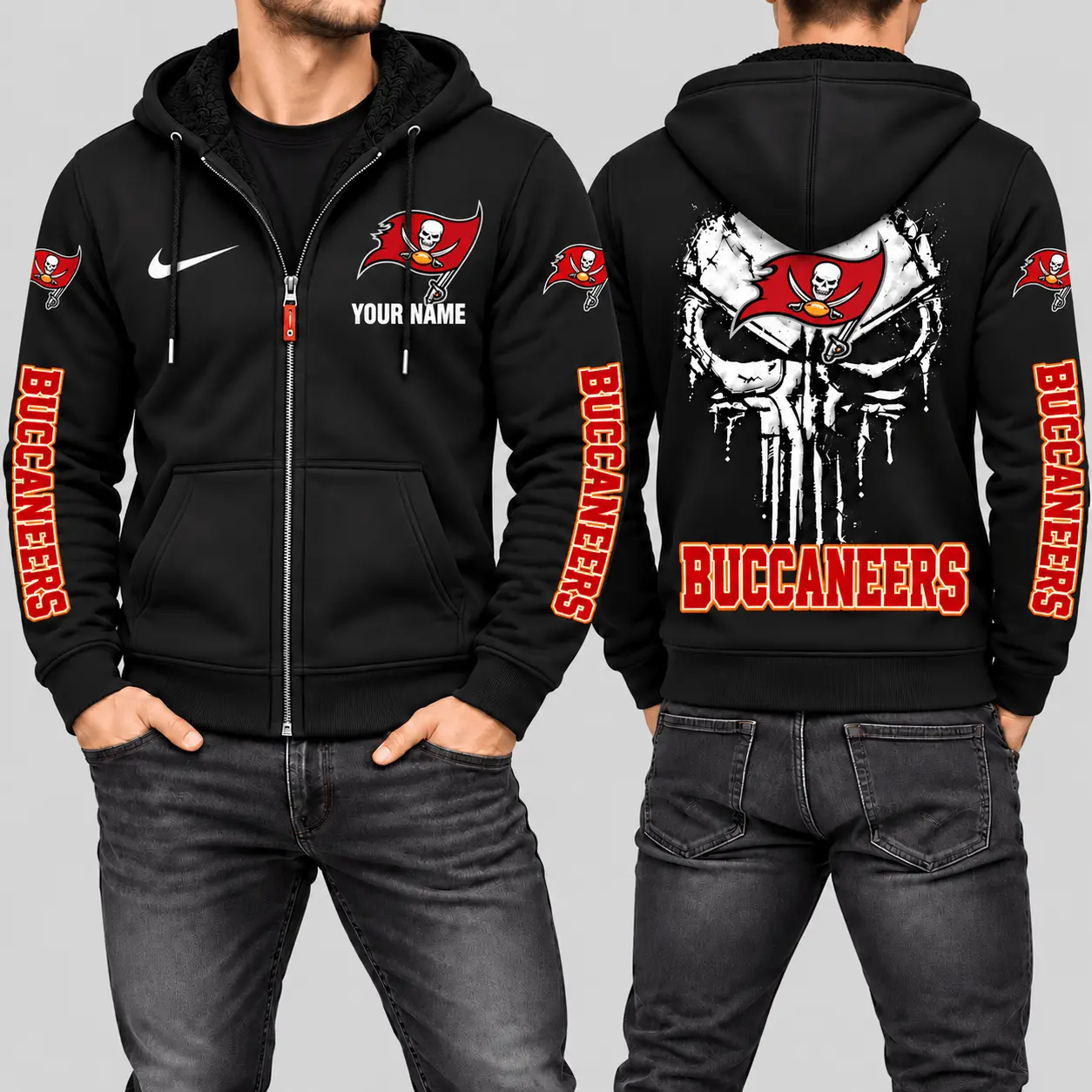 Tampa Bay Buccaneers | NFL Skull Back Zip Hoodie