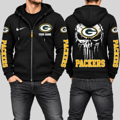 Green Bay Packers | NFL Skull Back Zip Hoodie
