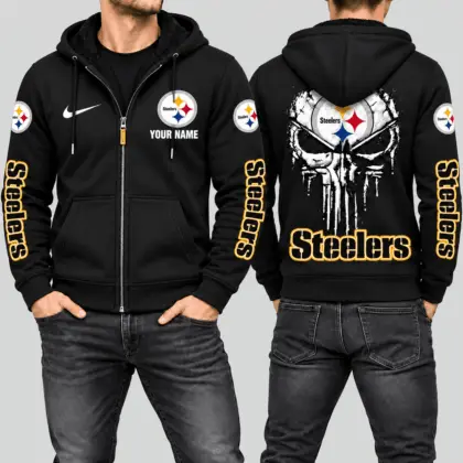 Pittsburgh Steelers | NFL Skull Back Zip Hoodie
