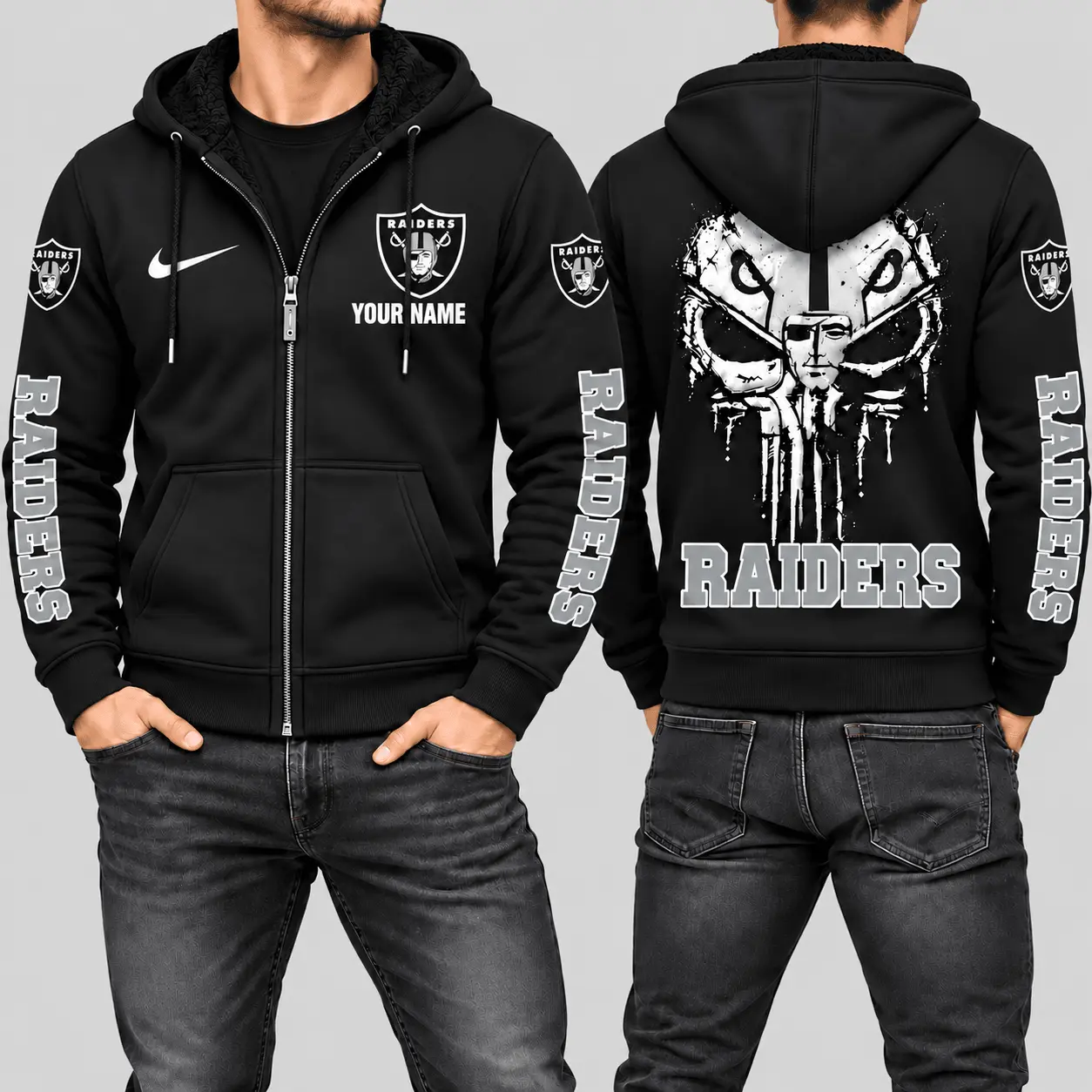 Las Vegas Raiders | NFL Skull Back Zip Hoodie