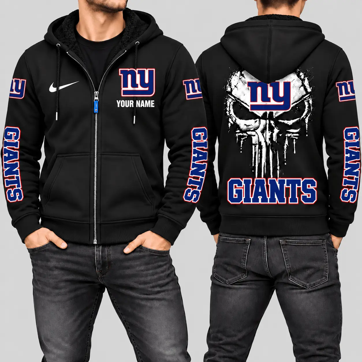 New York Giants | NFL Skull Back Zip Hoodie
