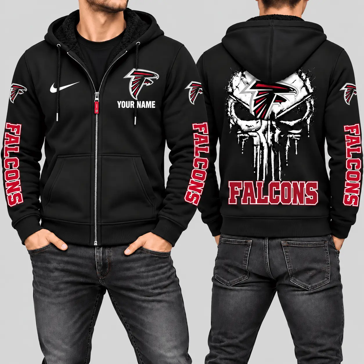 Atlanta Falcons | NFL Skull Back Zip Hoodie