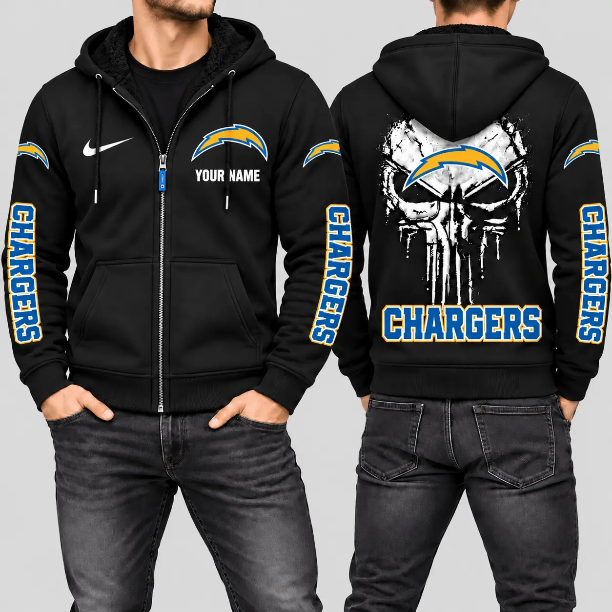 Los Angeles Chargers | NFL Skull Back Zip Hoodie