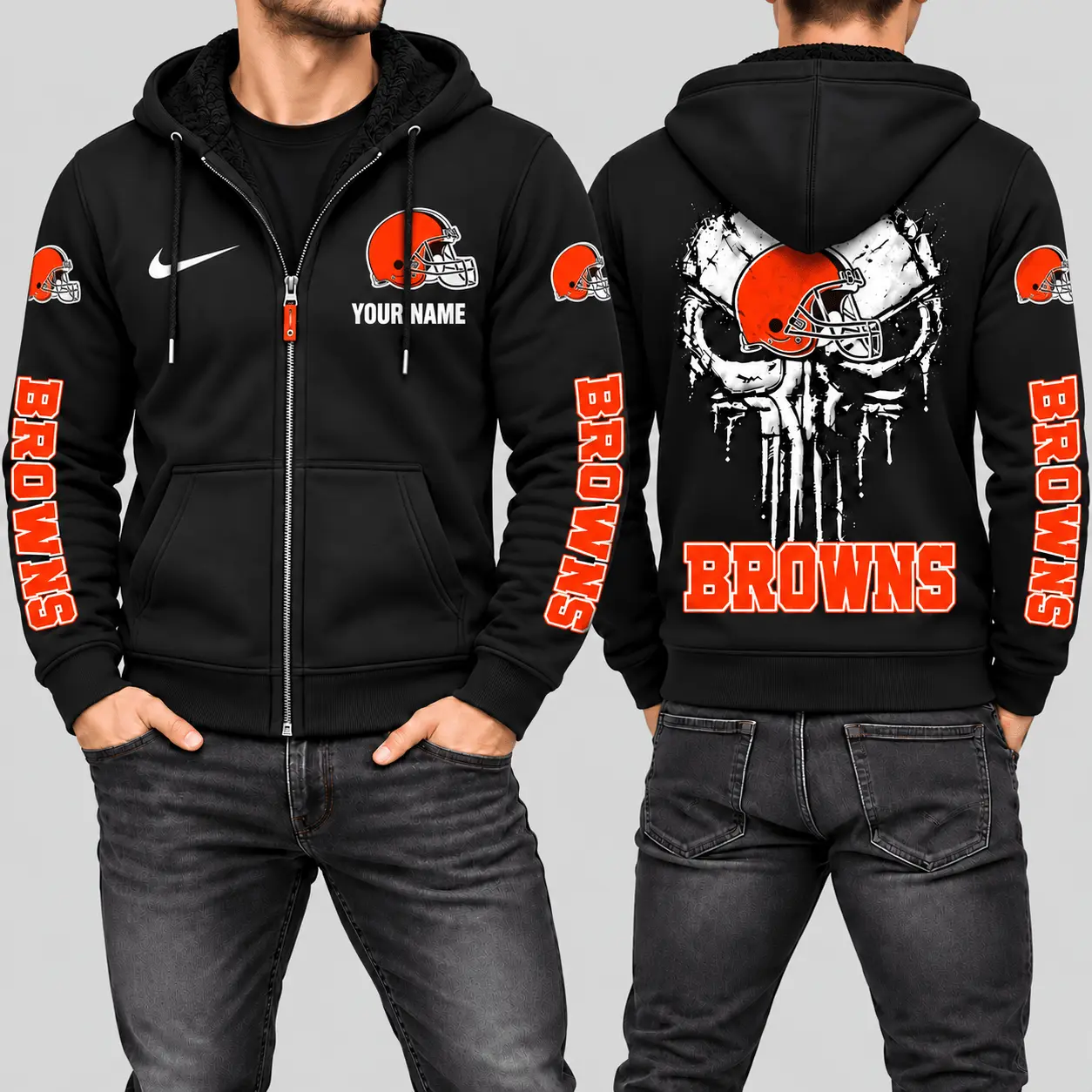 Cleveland Browns | NFL Skull Back Zip Hoodie