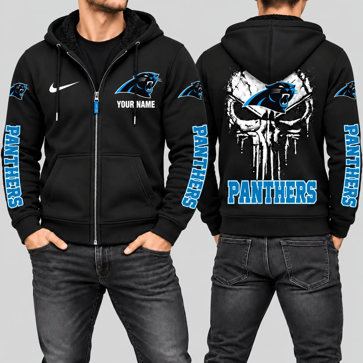 Carolina Panthers | NFL Skull Back Zip Hoodie