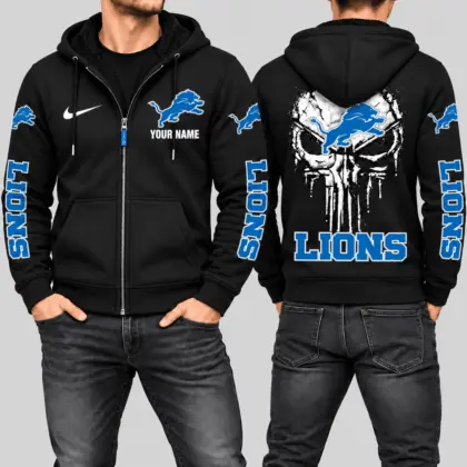 Detroit Lions | NFL Skull Back Zip Hoodie