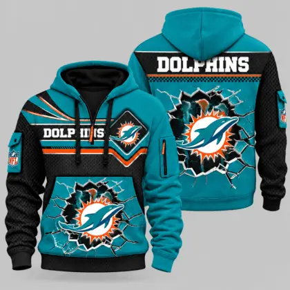 Miami Dolphins | NFL Cracked Wall Half Zip Hoodie