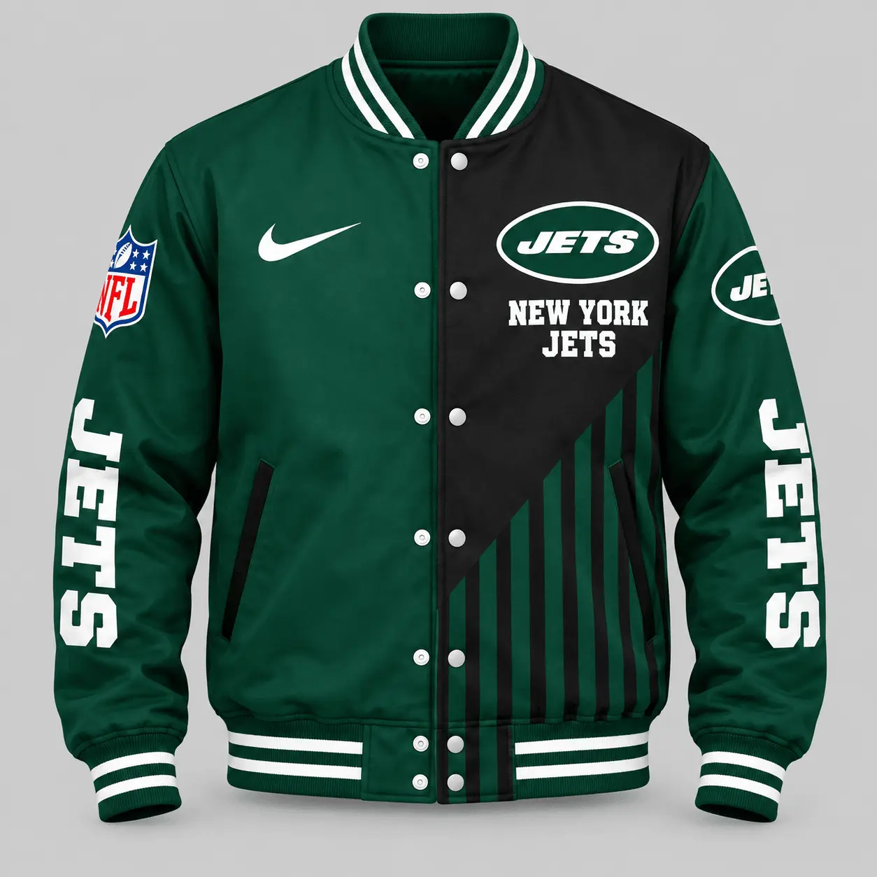 New York Jets | NFL Split Panel Baseball Jacket Jogger Set - Image 2