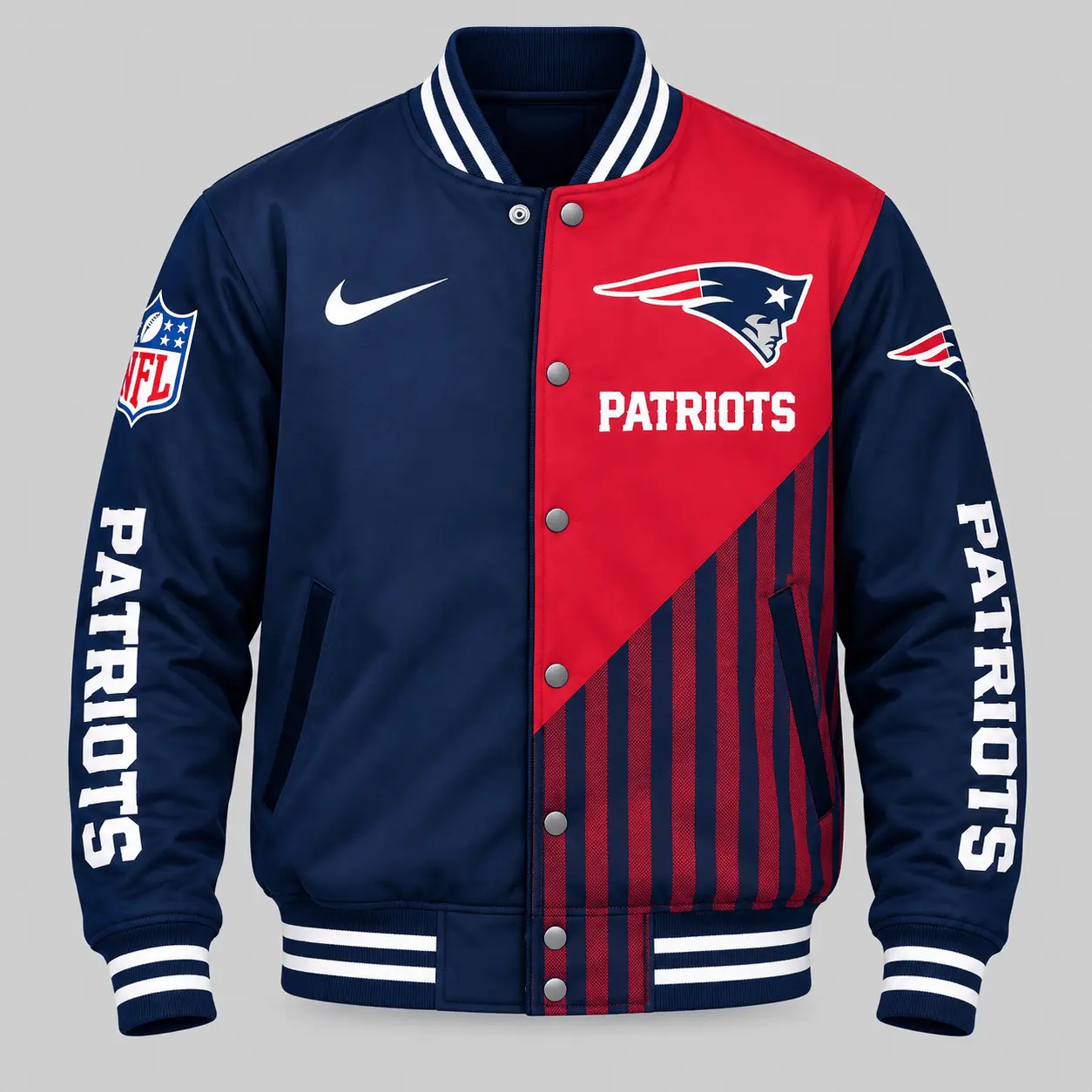 New England Patriots | NFL Split Panel Baseball Jacket Jogger Set - Image 2