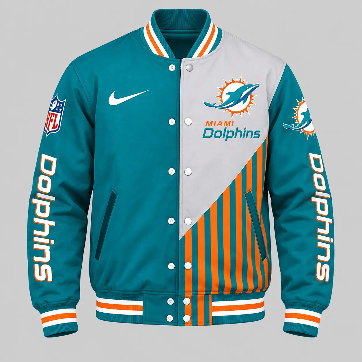 Miami Dolphins | NFL Split Panel Baseball Jacket Jogger Set - Image 2
