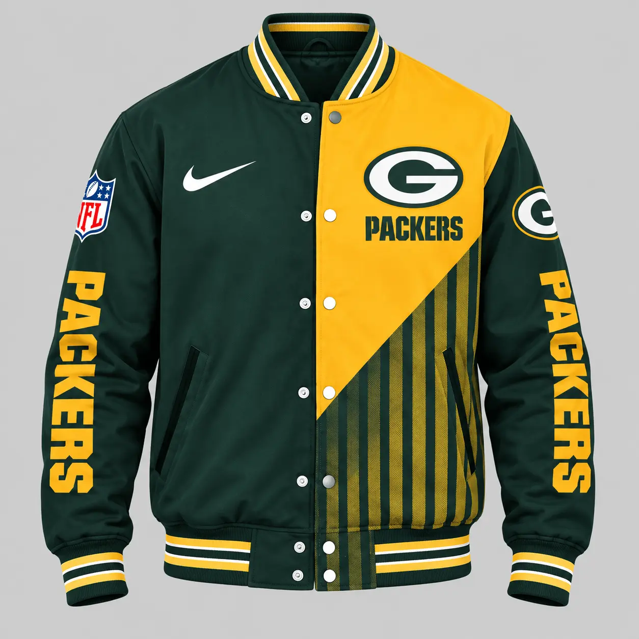 Green Bay Packers | NFL Split Panel Baseball Jacket Jogger Set - Image 2
