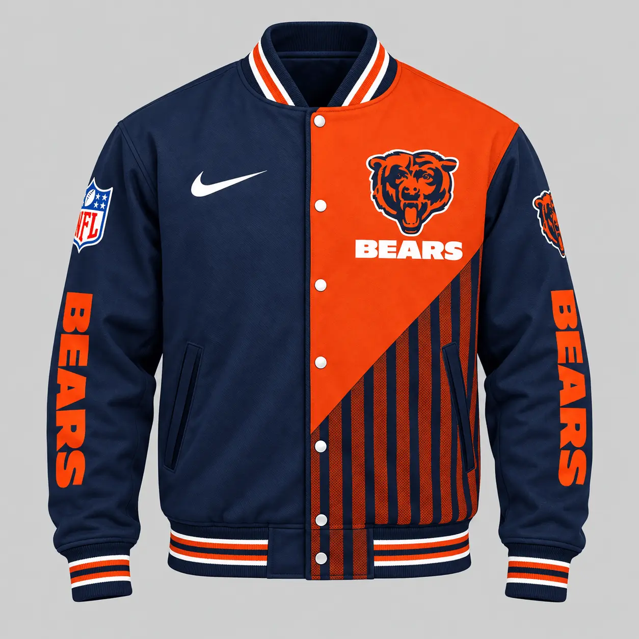 Chicago Bears | NFL Split Panel Baseball Jacket Jogger Set - Image 2