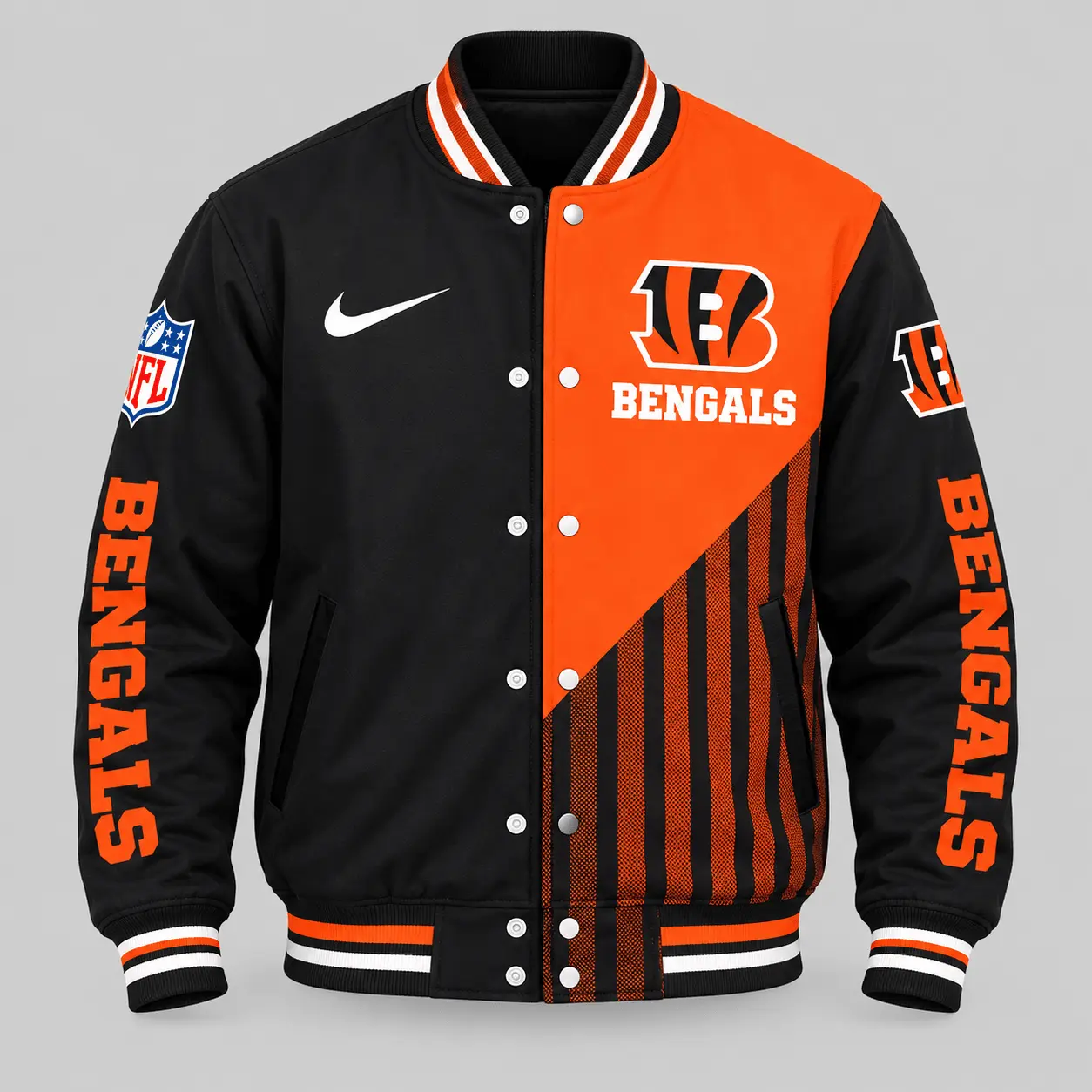 Cincinnati Bengals | NFL Split Panel Baseball Jacket Jogger Set - Image 2