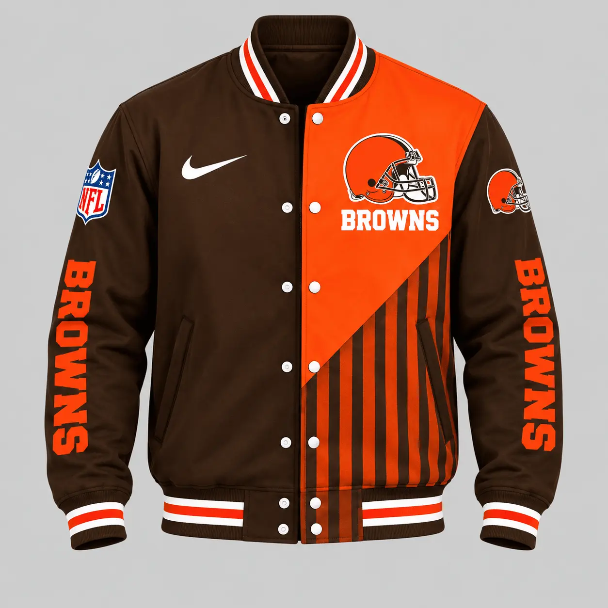 Cleveland Browns | NFL Split Panel Baseball Jacket Jogger Set - Image 2