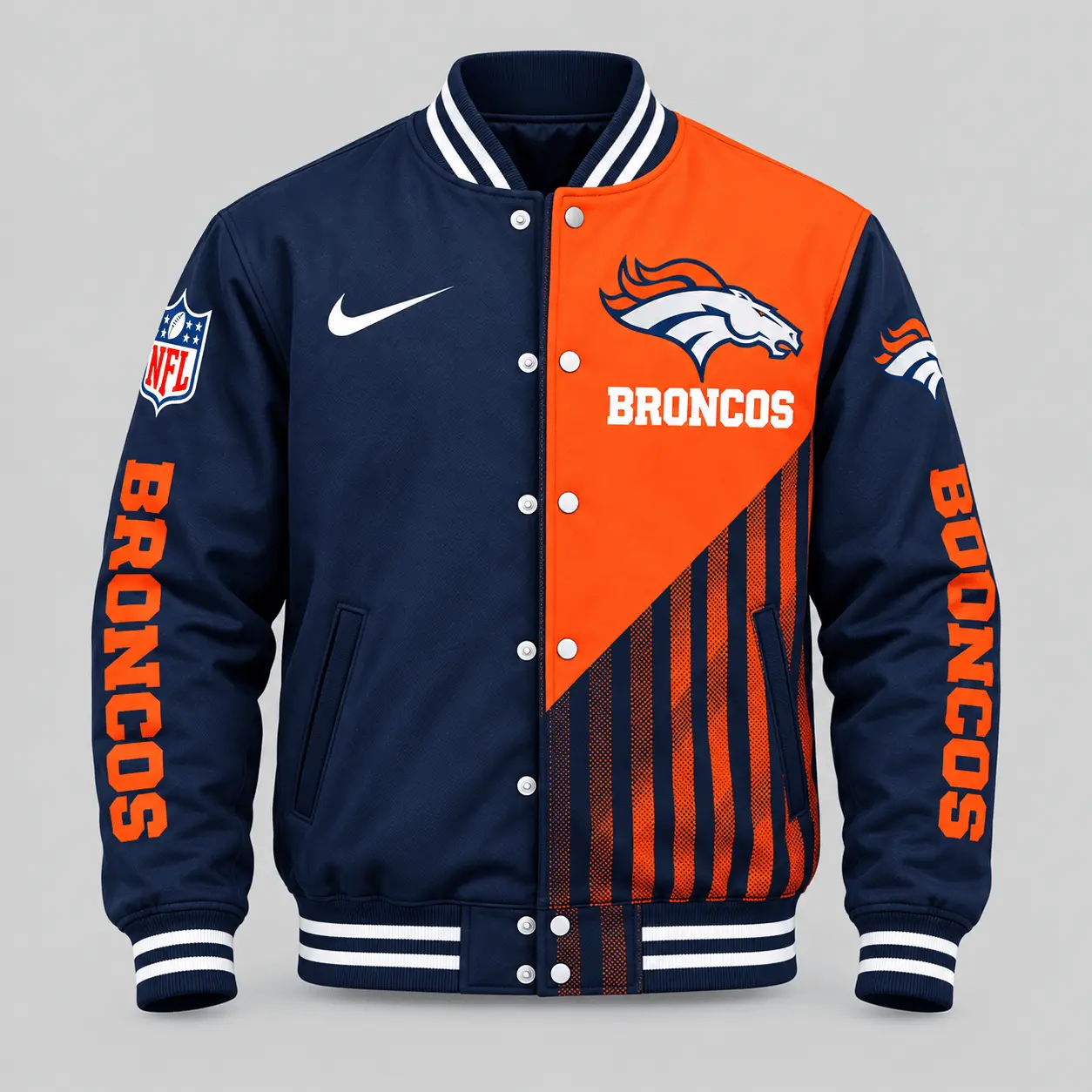 Denver Broncos | NFL Split Panel Baseball Jacket Jogger Set - Image 2
