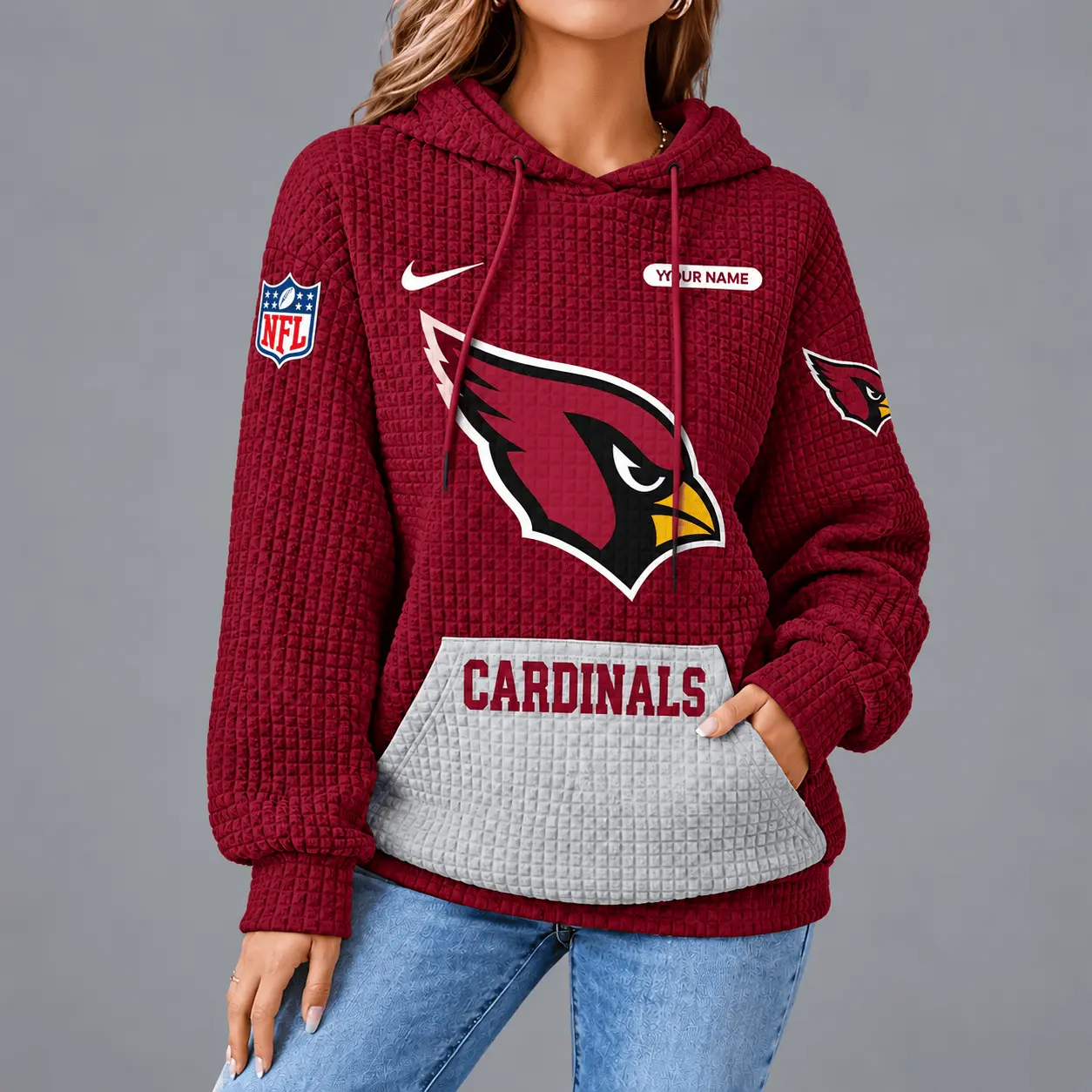 Arizona Cardinals | Premium NFL Cozy Two Tone Unisex Waffle Hoodie TD