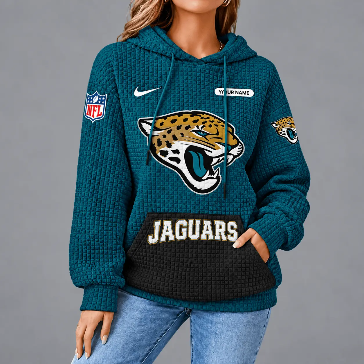 Jacksonville Jaguars | Premium NFL Cozy Two Tone Unisex Waffle Hoodie TD