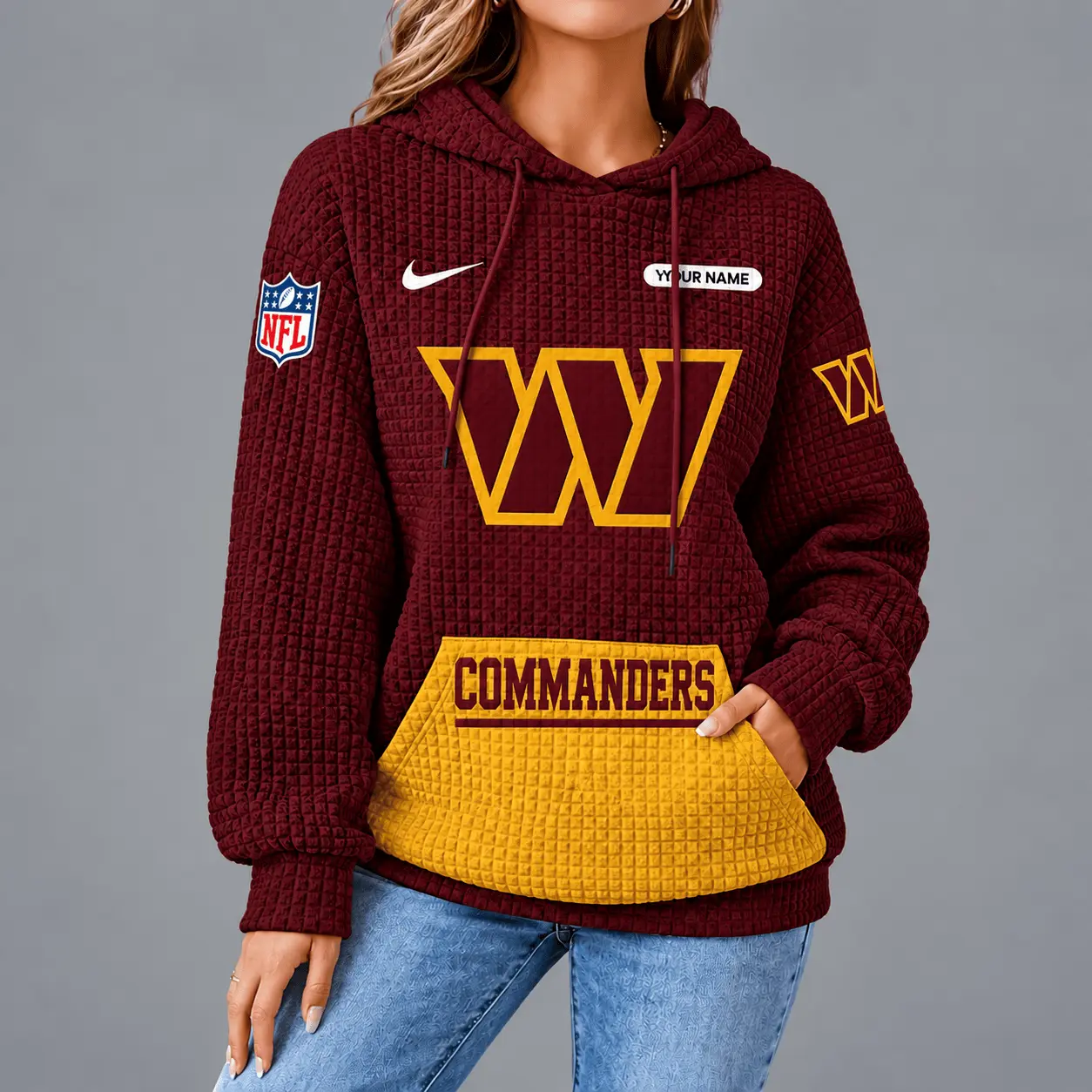 Washington Commanders | Premium NFL Cozy Two Tone Unisex Waffle Hoodie TD