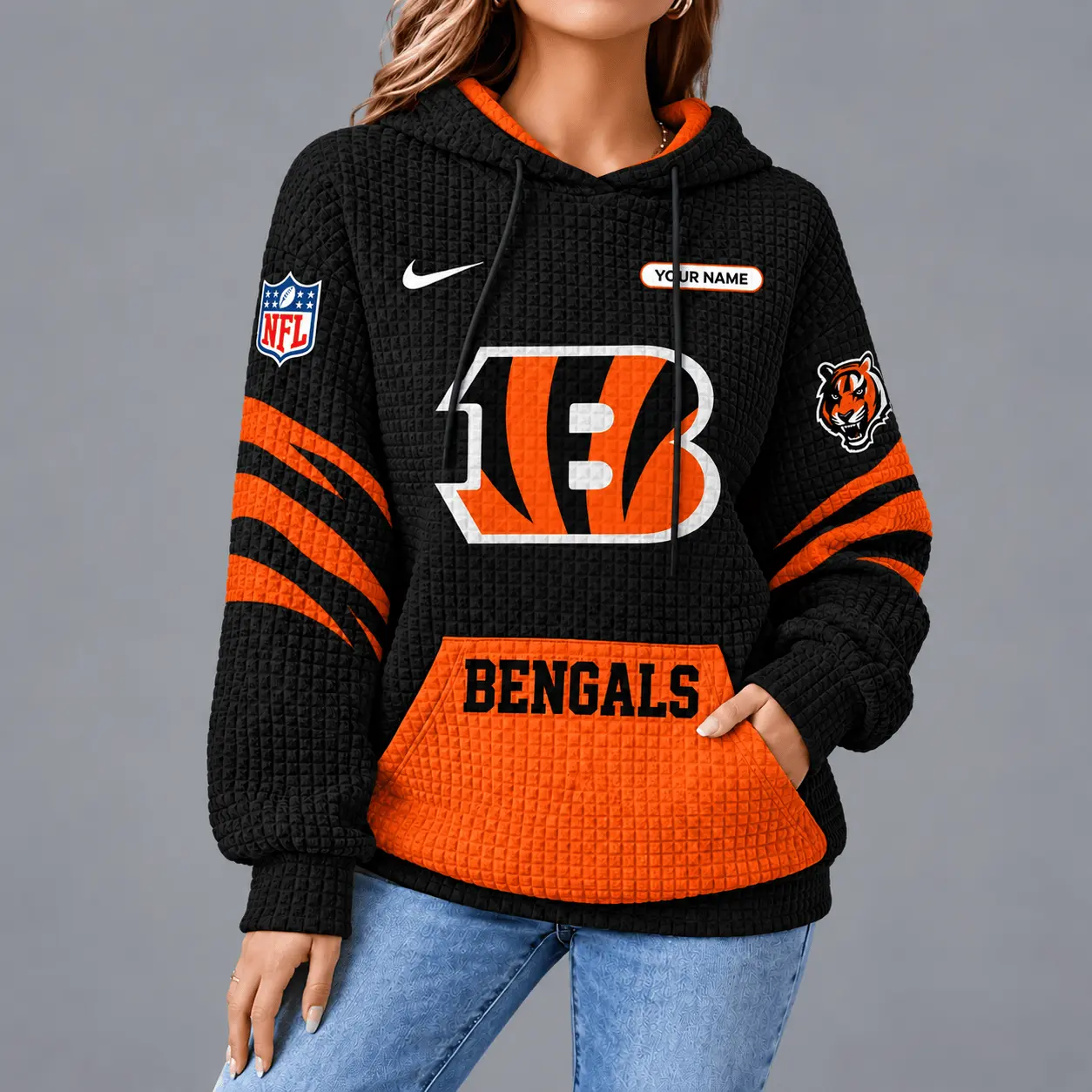 Cincinnati Bengals | Premium NFL Cozy Two Tone Unisex Waffle Hoodie TD
