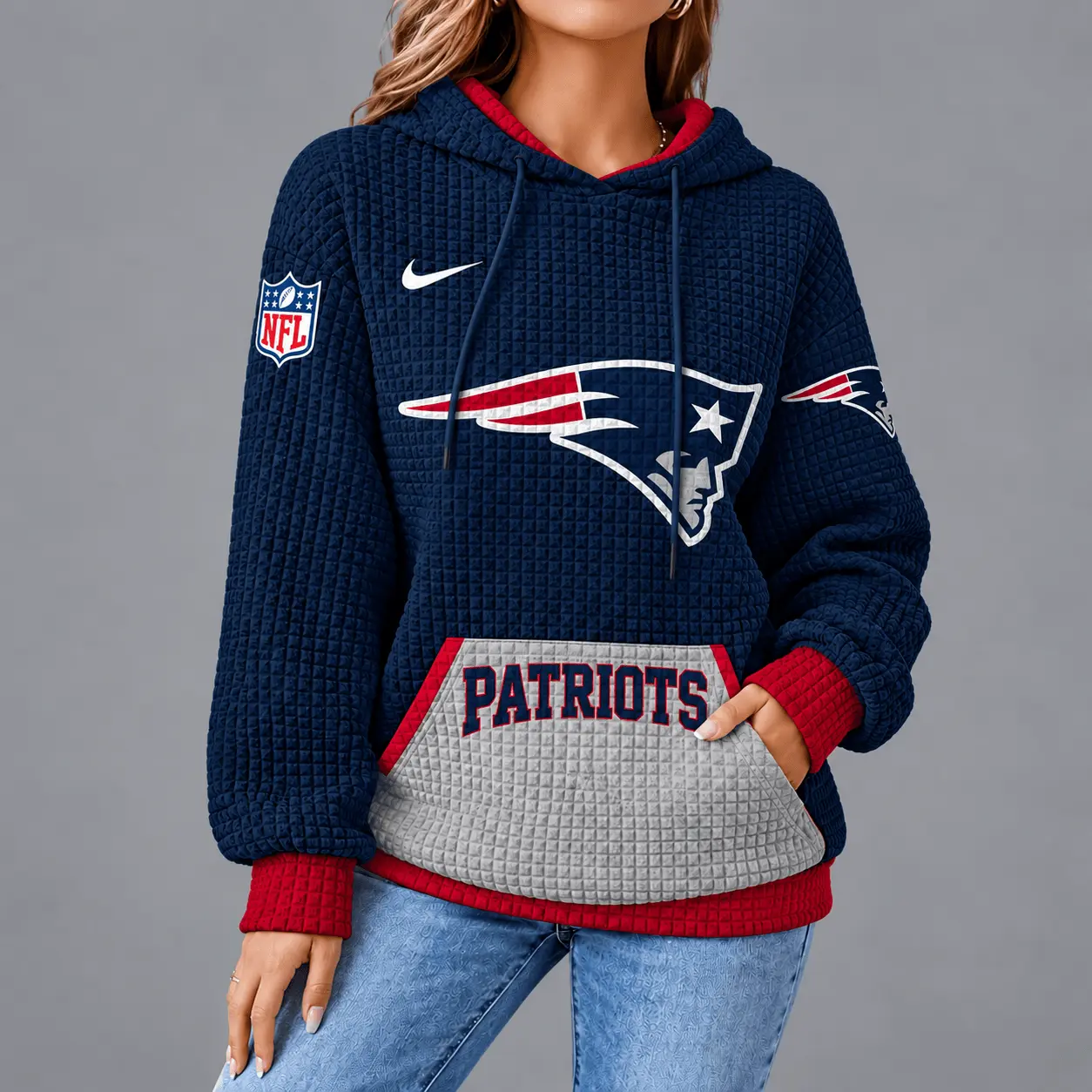 New England Patriots | Premium NFL Cozy Two Tone Unisex Waffle Hoodie TD