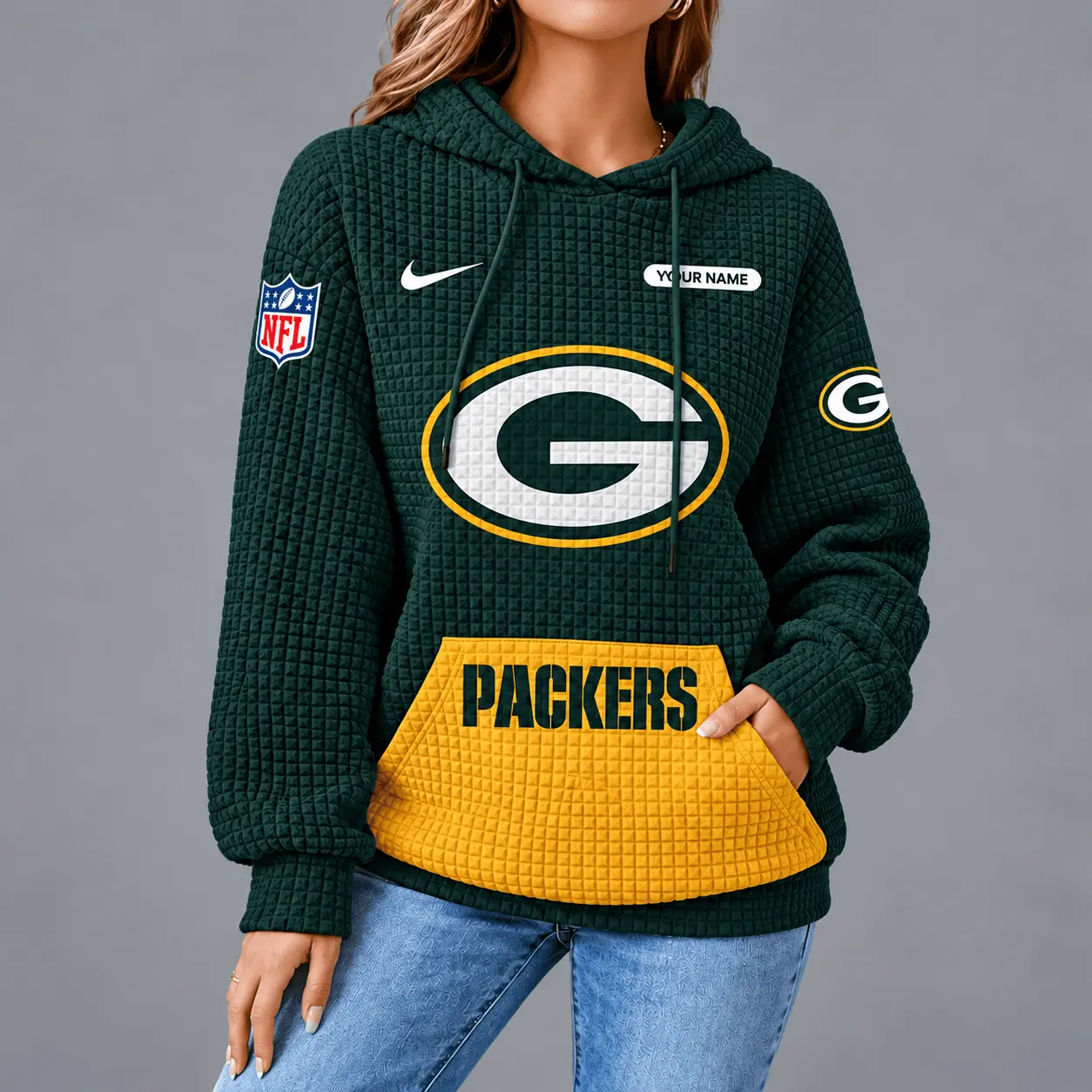 Green Bay Packers | Premium NFL Cozy Two Tone Unisex Waffle Hoodie TD