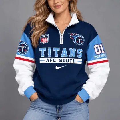 Tennessee Titans | Premium NFL Classic Varsity Style Quarter-Zip Sweatshirt TD