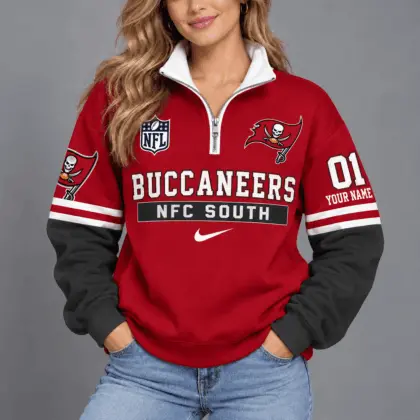 Tampa Bay Buccaneers | Premium NFL Classic Varsity Style Quarter-Zip Sweatshirt TD