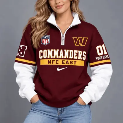Washington Commanders | Premium NFL Classic Varsity Style Quarter-Zip Sweatshirt TD