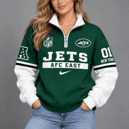 New York Jets | Premium NFL Classic Varsity Style Quarter-Zip Sweatshirt TD
