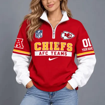 Kansas City Chiefs | Premium NFL Classic Varsity Style Quarter-Zip Sweatshirt TD