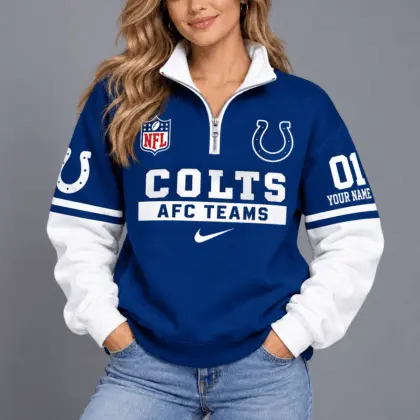 Indianapolis Colts | Premium NFL Classic Varsity Style Quarter-Zip Sweatshirt TD