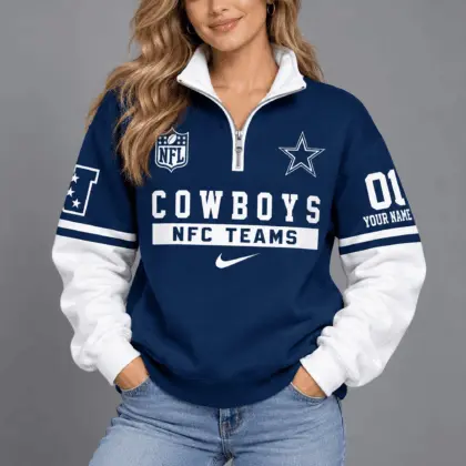 Dallas Cowboys | Premium NFL Classic Varsity Style Quarter-Zip Sweatshirt TD