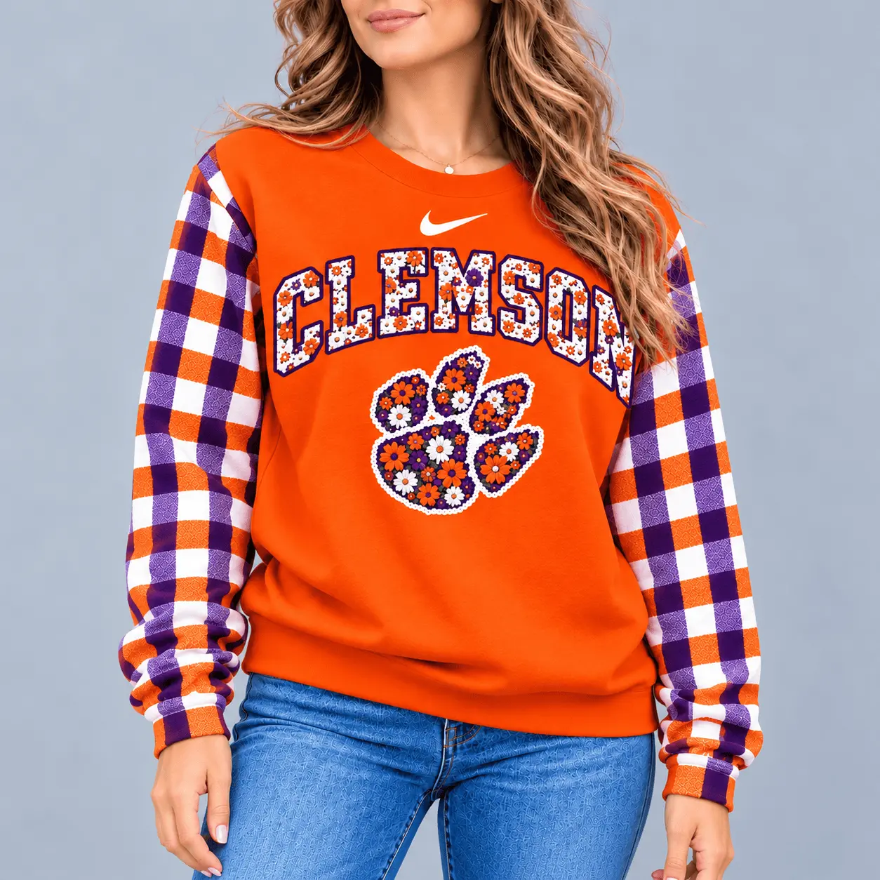 Clemson Tigers | Premium NCAA Vintage Daisy Flower Sweatshirt TD - Image 2