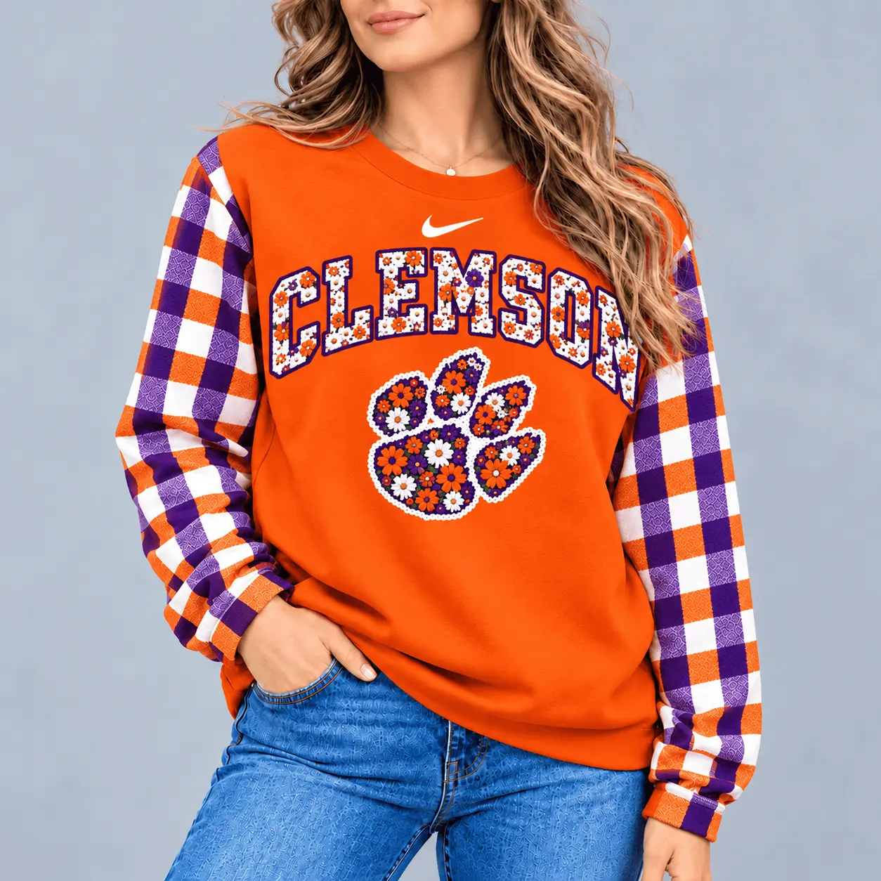 Clemson Tigers | Premium NCAA Vintage Daisy Flower Sweatshirt TD