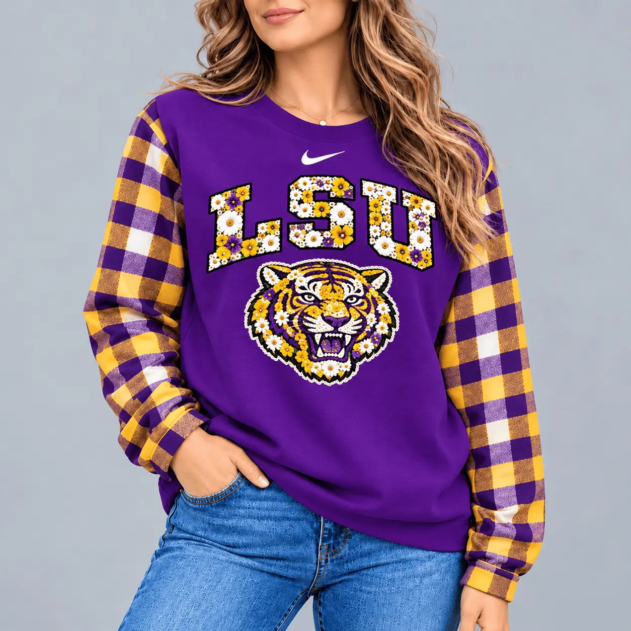 LSU Tigers | Premium NCAA Vintage Daisy Flower Sweatshirt TD
