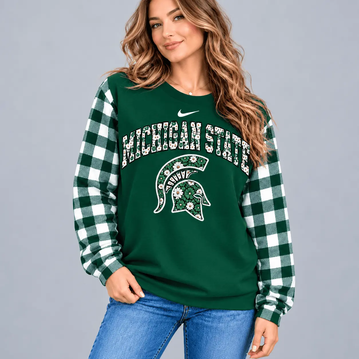 Michigan State Spartans | Premium NCAA Vintage Daisy Flower Sweatshirt TD - Image 2