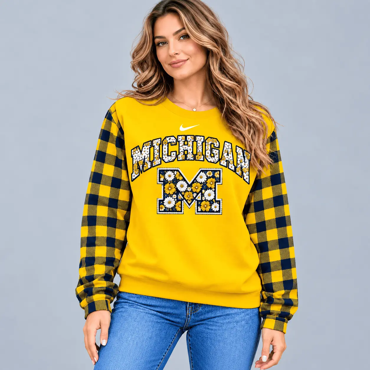 Michigan Wolverines | Premium NCAA Vintage Daisy Flower Sweatshirt TD - Image 2