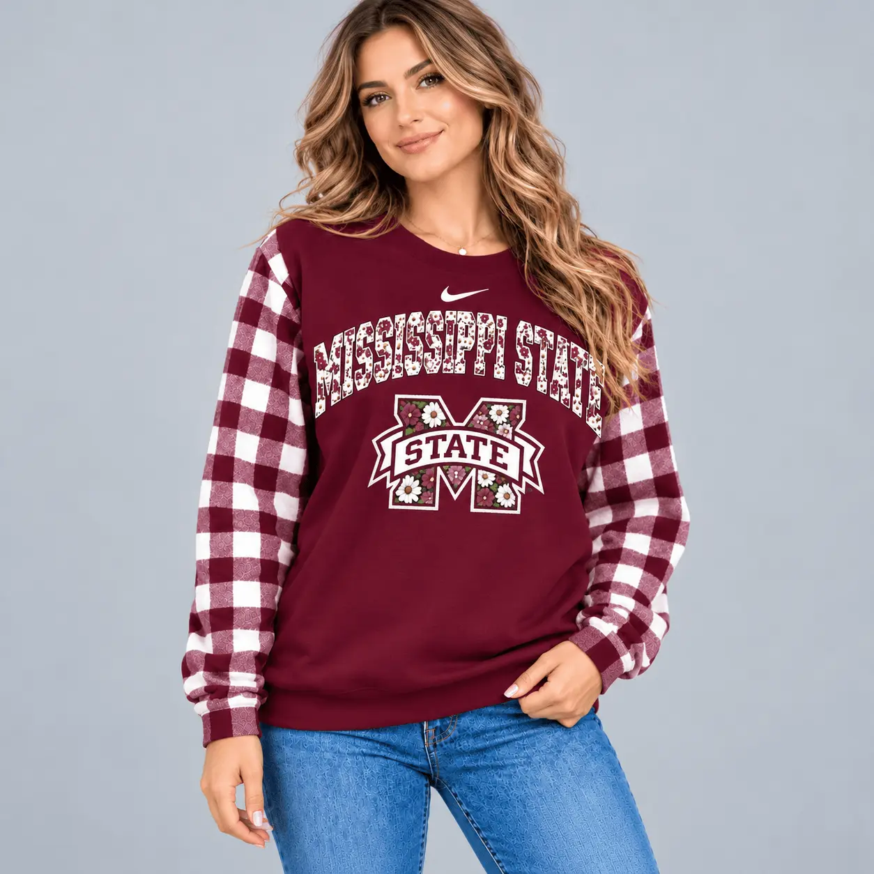 Mississippi State Bulldogs | Premium NCAA Vintage Daisy Flower Sweatshirt TD - Image 2